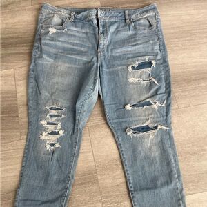 AE Hi-Rise Jegging. Super Stretch X. Distressed. Blue. Size 20